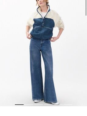 rag & bone High-Rise Wide Leg Jeans in Medium Blue Wash